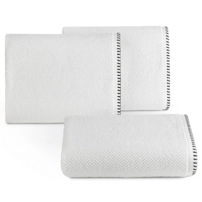 Ręcznik 70x140 Mabel biały kontrastującym obszyciem krawędzi frotte 500 g/m2 Eurofirany