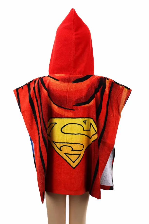 Poncho dla dzieci 55x110 Superman 8436 ręcznik szybkoschnący z kapturem