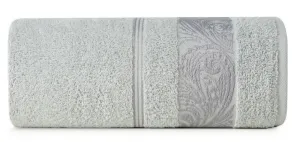 Ręcznik Sylwia 1 50x90 srebrny frotte     z żakardową bordiurą 500g/m2 Eurofirany