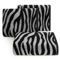 Ręcznik Zebra 70x140 czarny stalowy 500g/m2 frotte Eurofirany
