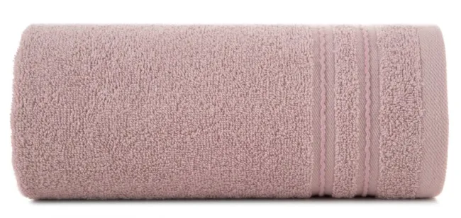 Ręcznik Emina 70x140 pudrowy zdobiony  stebnowaną bordiurą 500 g/m2 Eurofirany