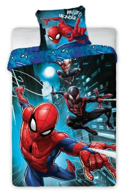 Pościel bawełniana 160x200 Spiderman Człowiek Pająk action Spider-Men 036 niebieska 7011