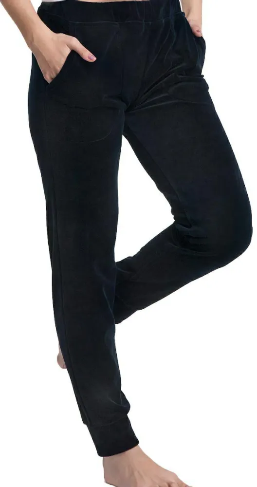Spodnie dresowe damskie 310 czarne 3XL welurowe