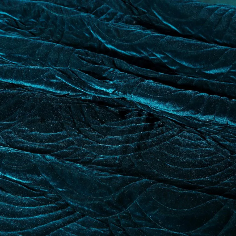 Narzuta dekoracyjna 220x240 Eden ciemna turkusowa welurowa