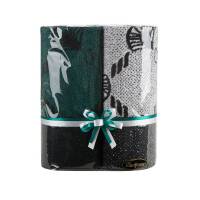 Komplet ręczników 2szt T/0407 czarny biały zielony czarny zestaw upominkowy na prezent Eurofirany