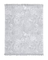 Koc bawełniany akrylowy 150x200 szary kwiaty ornamenty z frędzlami 080 JB na łóżko turecki 123