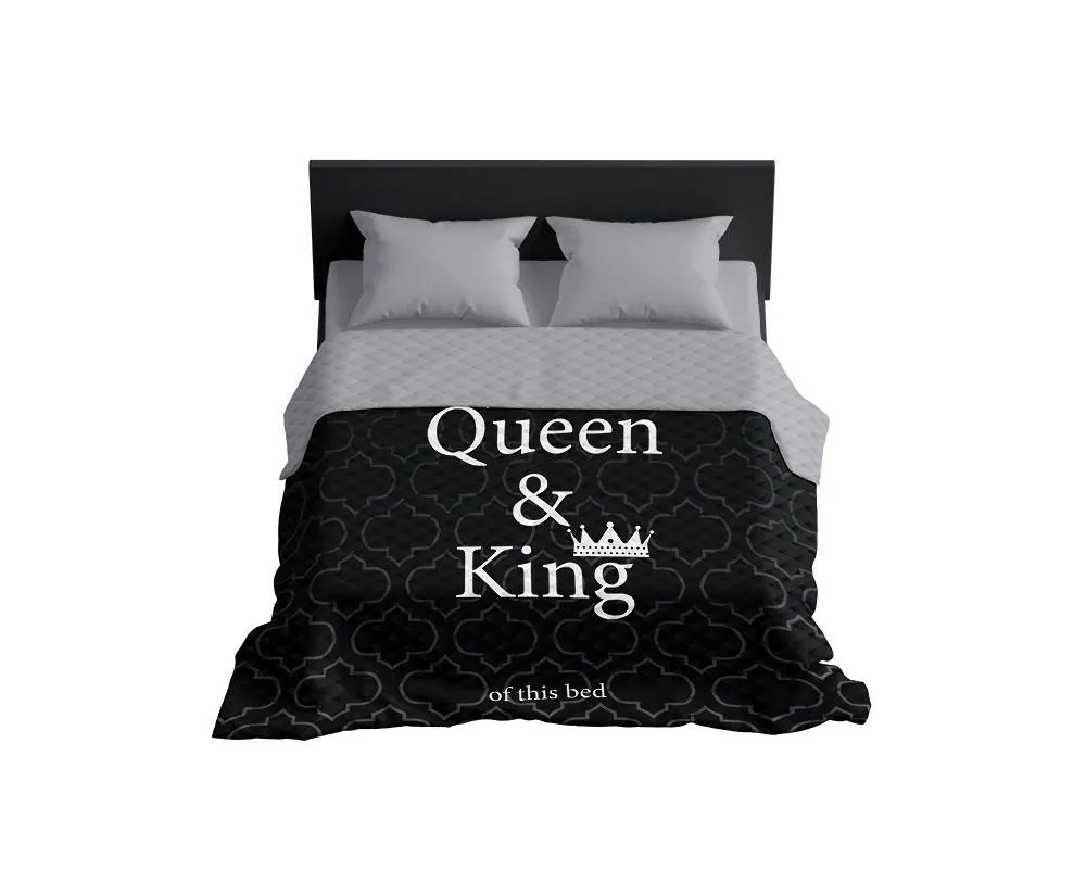 Narzuta dekoracyjna 220x240 Queen&King czarna biała szara K_65 112 Bedspread