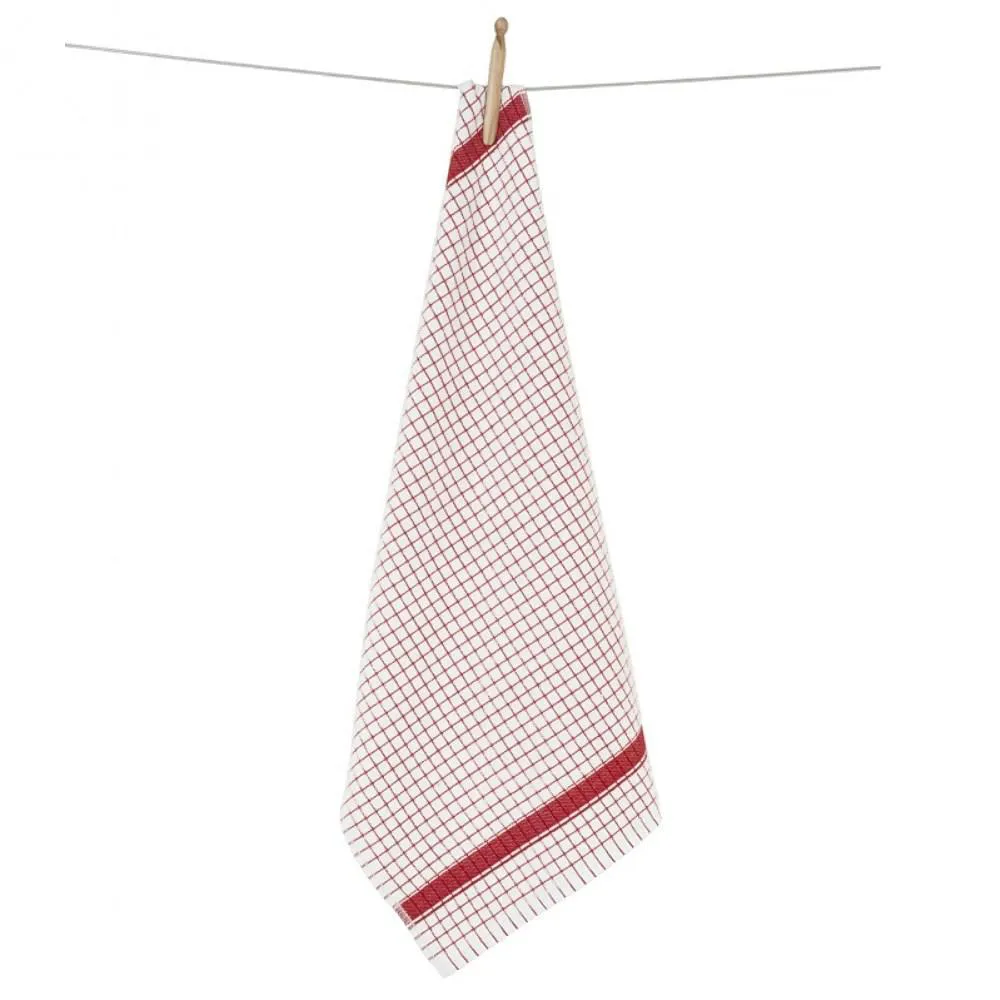 Ręcznik kuchenny 50x70 biały czerwony kratka 4380R frotte bawełniany 285g/m2 Clarysse