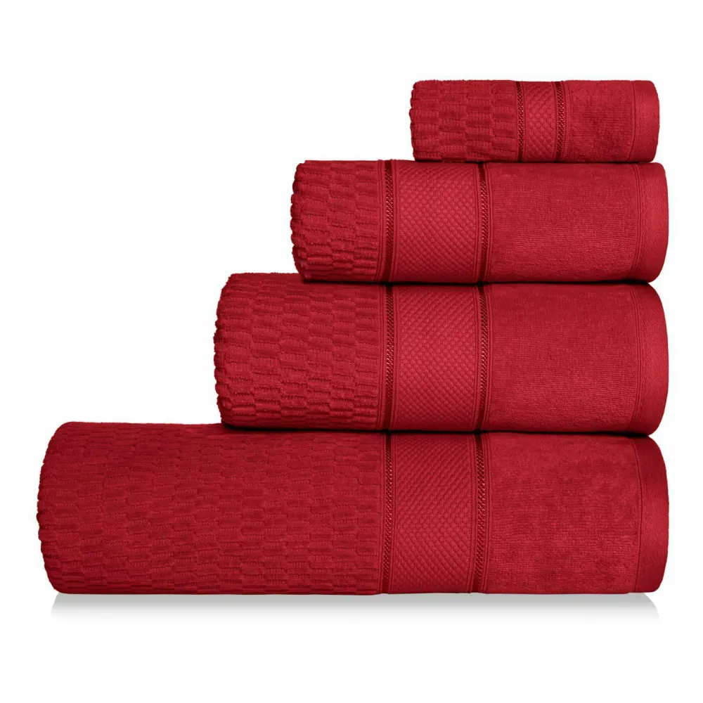 Ręcznik Peru 100x150 czerwony welurowy  500g/m2