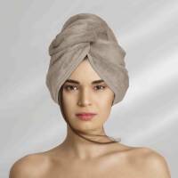 Turban do włosów Velur beżowy kąpielowy ręcznik welurowy