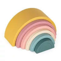 Zabawka układanka silikonowa Rainbow  żółta kolorowa 12m+ PETITE&MARS