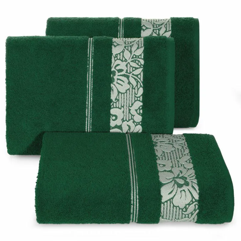 Ręcznik Sylwia 50x90 zielony ciemny  frotte z żakardową bordiurą 500g/m2 Eurofirany