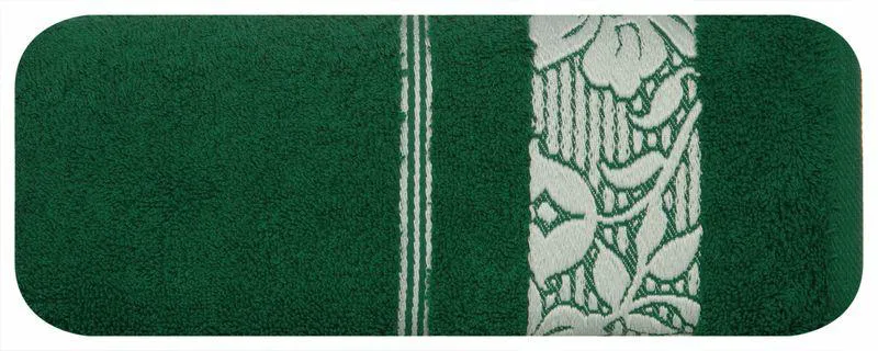 Ręcznik Sylwia 50x90 zielony ciemny frotte z żakardową bordiurą 500g/m2 Eurofirany
