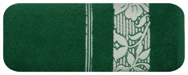 Ręcznik Sylwia 50x90 zielony ciemny  frotte z żakardową bordiurą 500g/m2 Eurofirany