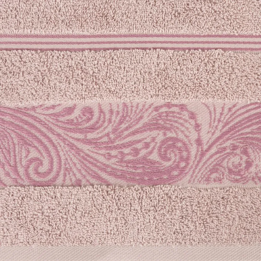 Ręcznik Sylwia 1 50x90 pudrowy różowy     frotte z żakardową bordiurą 500g/m2 Eurofirany