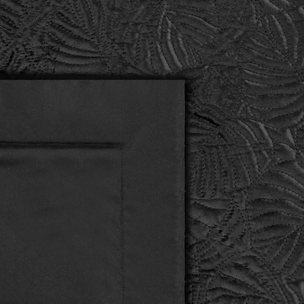 Narzuta dekoracyjna 280x260 Lili 4 czarna liście welwetowa Limited Collection Eurofirany