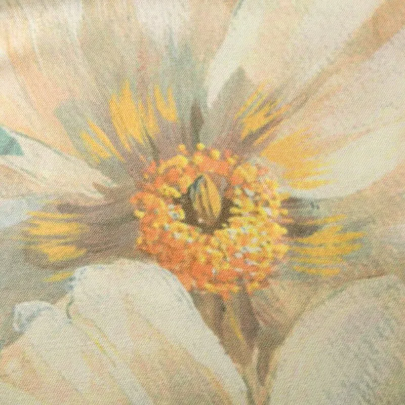 Koc bawełniany akrylowy 150x200 Aline     kremowy miętowy kwiaty liście Eurofirany