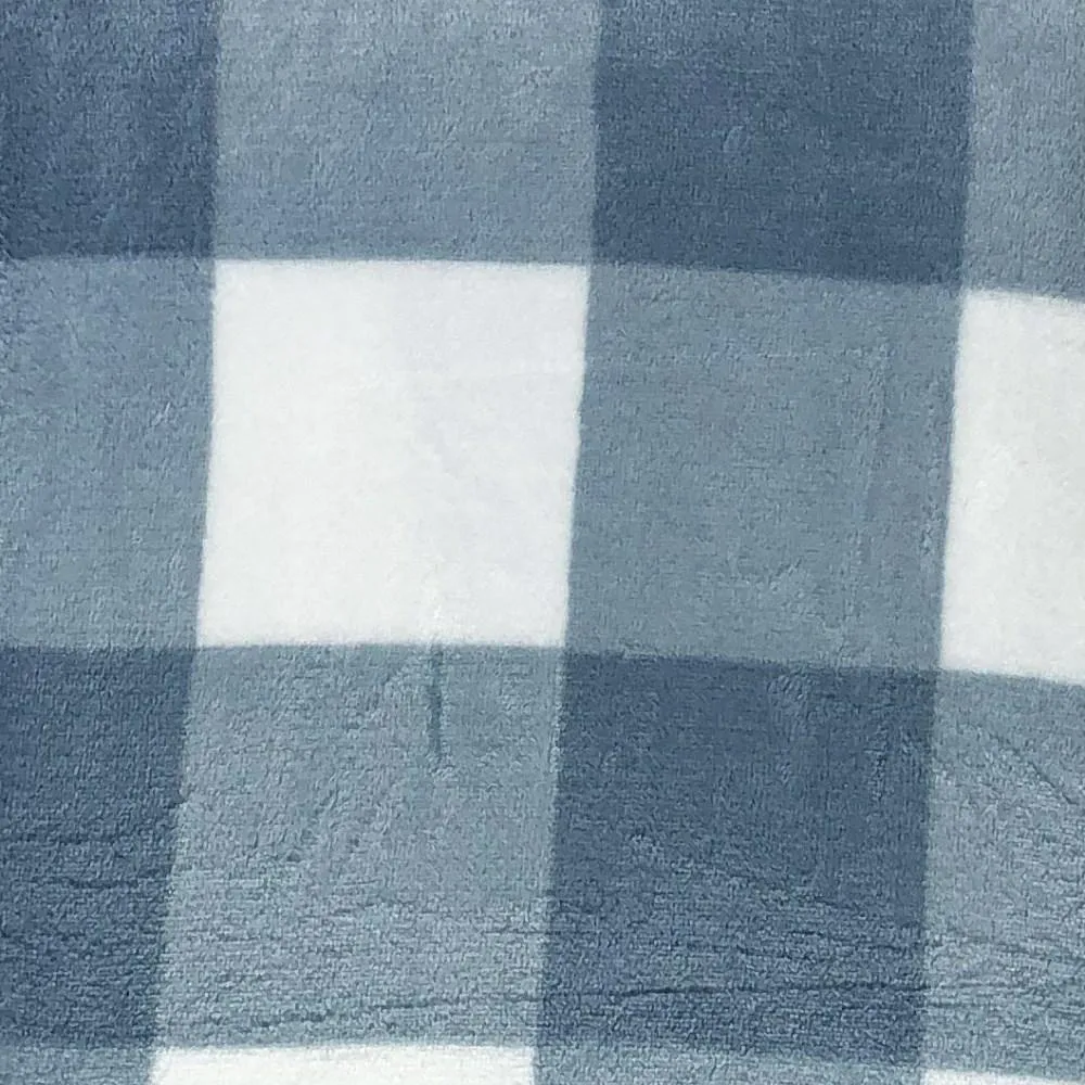 Koc narzuta z mikrofibry 160x200 Kratka niebieska biała pled