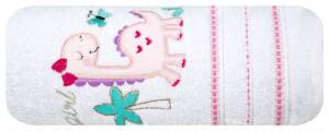 Ręcznik dziecięcy 75x75 Baby 29 biały różowy dinozaur 450g/m2 Eurofirany