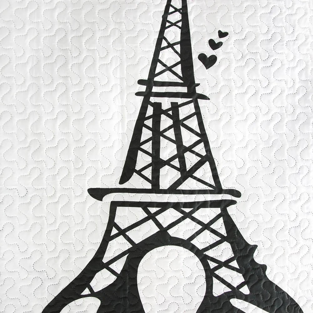 Narzuta dekoracyjna 170x210 Franc 1 Paryż Paris Wieża Eiffla krem czarny