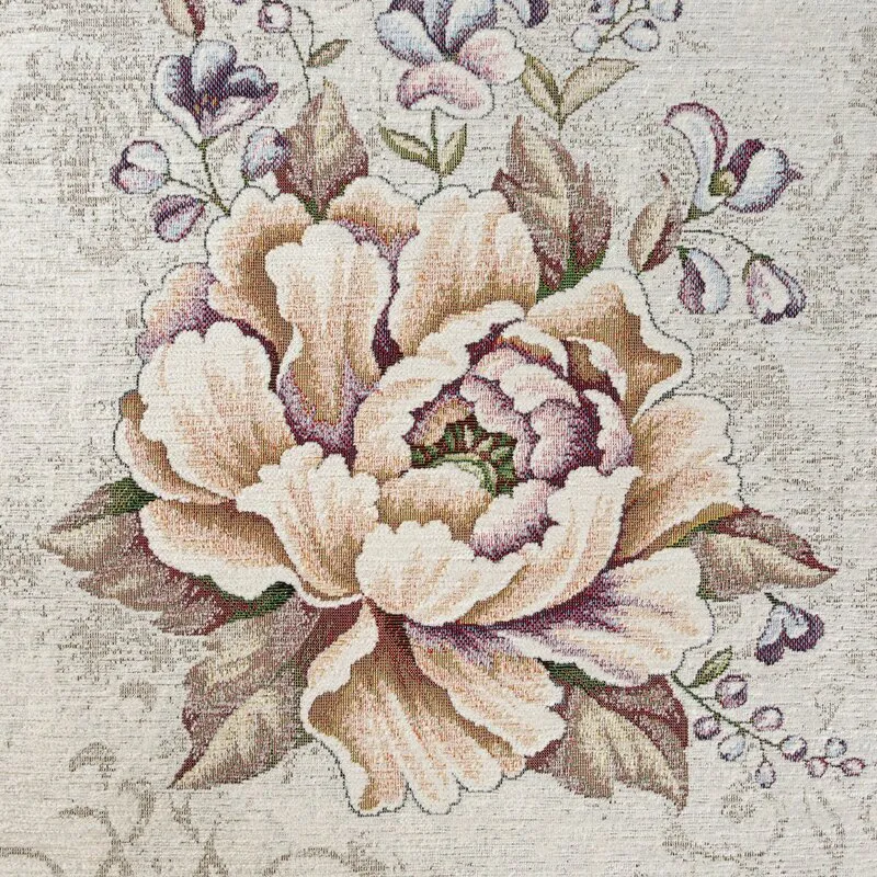 Obrus bieżnik 40x100 gobelinowy  naturalny fioletowy kwiaty 1182 Eurofirany