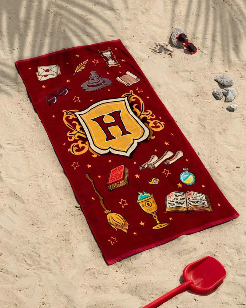 Ręcznik plażowy 70x140 Harry Potter Hogwart bordowy 2566 herb dziecięcy bawełniany młodzieżowy