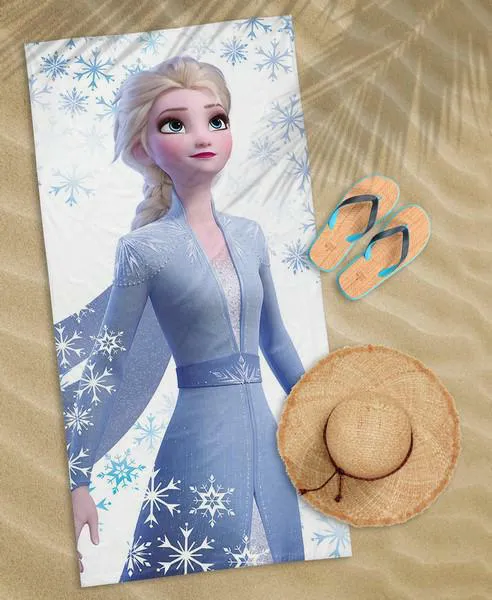 Ręcznik plażowy 70x140 Frozen 04 Kraina Lodu Elsa 2658 bawełniany dziecięcy śnieżynki