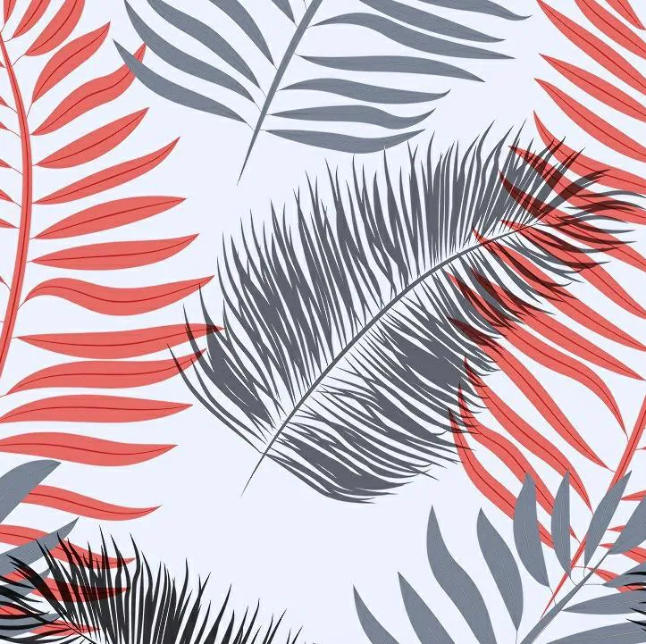 Pościel satynowa 140x200 45A liście palmy czerwone szare białe Exclusive