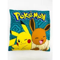 Poduszka dziecięca 40x40 Pokemon turkusowa żółta S24