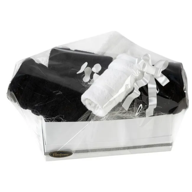 Komplet ręczników 6szt T/0364 Madi biały czarny w pudełku zestaw upominkowy na prezent Eurofirany