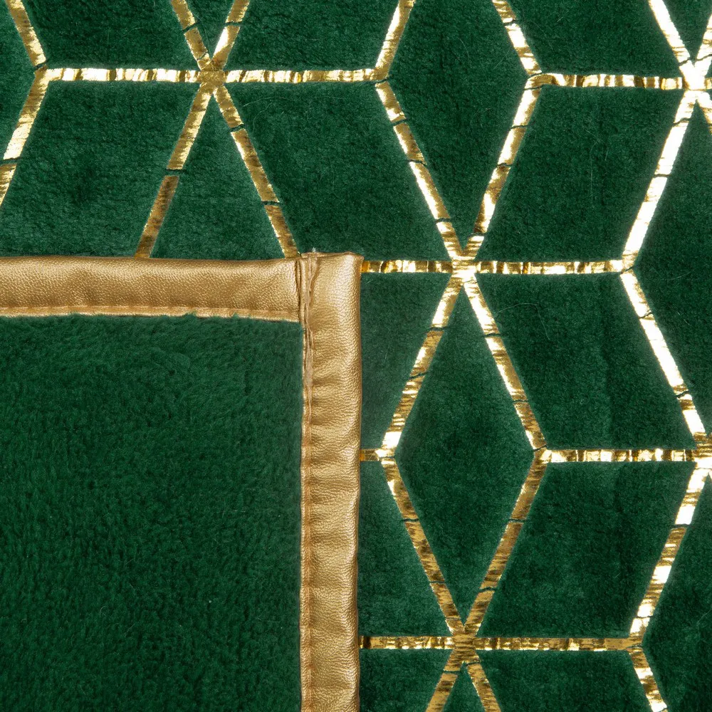 Koc narzuta 220x240 Oli zielona ciemna złota geometryczna Eurofirany