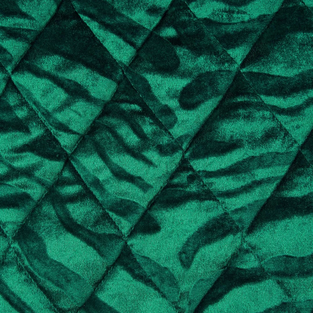 Narzuta dekoracyjna 220x240 Kristin 3 zielona ciemna welwetowa geometryczna ze zwierzęcym motywem Eurofirany