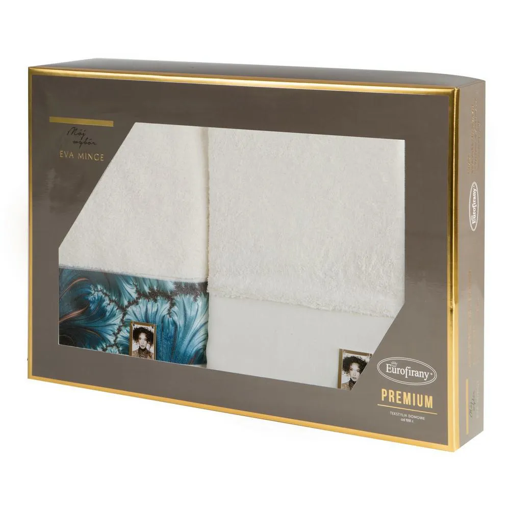 Komplet ręczników w pudełku 50x90 Chiara 2 kremowy Eva Minge 500g/m2 Eurofirany z fantazyjnym nadrukiem