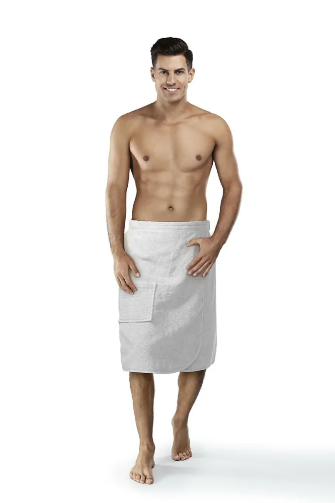 Ręcznik męski do sauny Kilt S/M szary frotte bawełniany