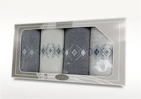 Komplet ręczników w pudełku 4 szt Gift    biały grafitowy wzór 4 Frotex