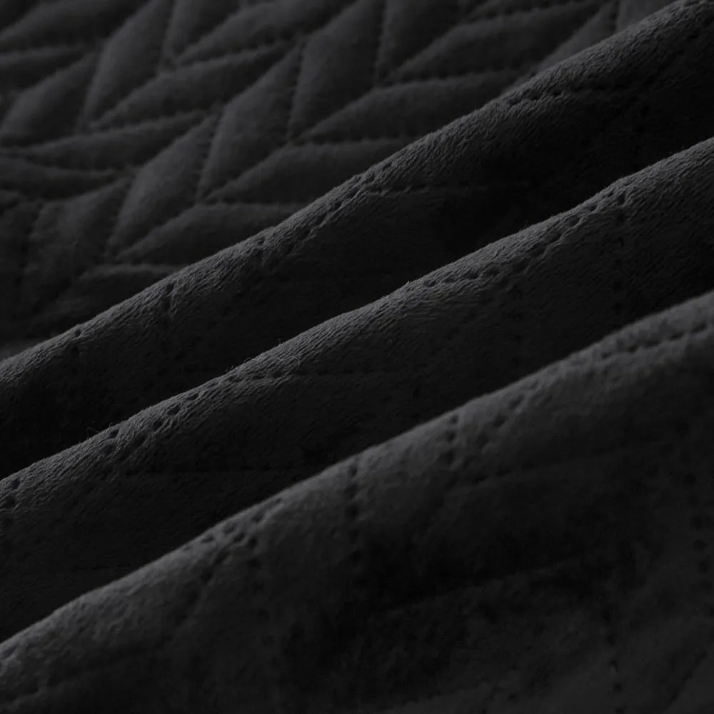 Narzuta na fotel pikowana 70x150 czarna welurowa Moxie