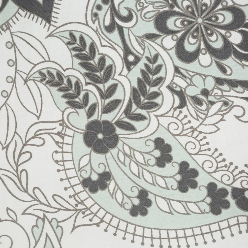 Pościel satynowa 160x200 Nika 02 ornamenty biała szara miętowa orientalna Eurofirany