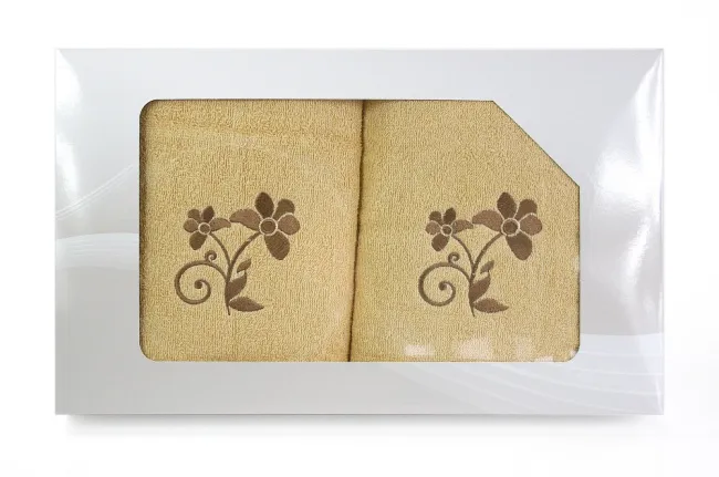 Komplet ręczników w pudełku 2 szt VIVA cappucino wzór nr 3, 50x90, 70x140 Greno