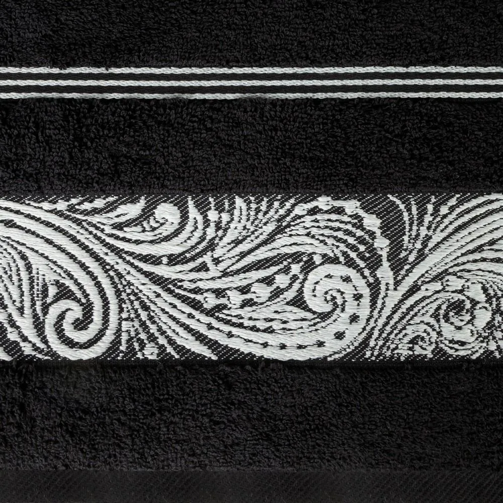 Ręcznik Sylwia 1 50x90 czarny frotte      z żakardową bordiurą 500g/m2 Eurofirany