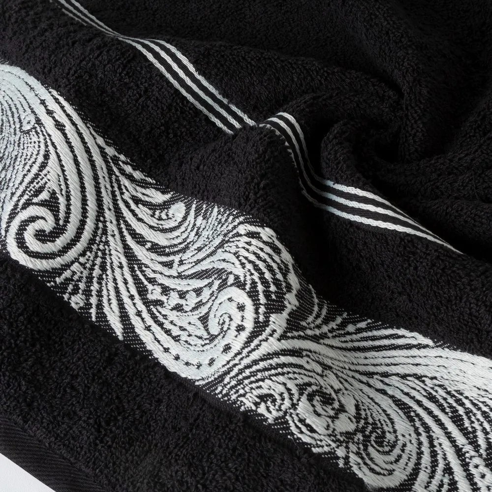 Ręcznik Sylwia 1 50x90 czarny frotte      z żakardową bordiurą 500g/m2 Eurofirany