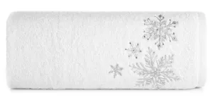 Ręcznik Santa 50x90 biały srebrny gwiazdki świąteczny 13 450 g/m2 Eurofirany