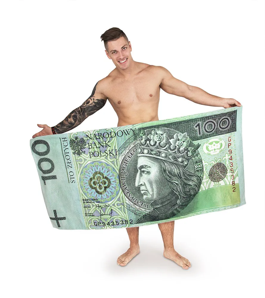 Ręcznik Hajs 75x160 PLN stuzłotówka 100zł banknot zielony na prezent