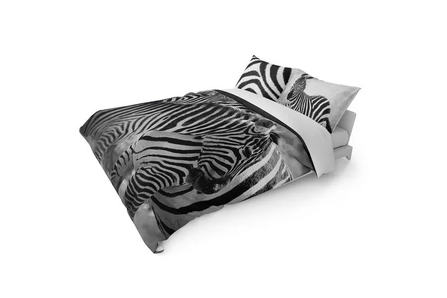 Pościel bawełniana 160x200 3817 A Zebry czarna biała młodzieżowa Zebra Holland Natura 2
