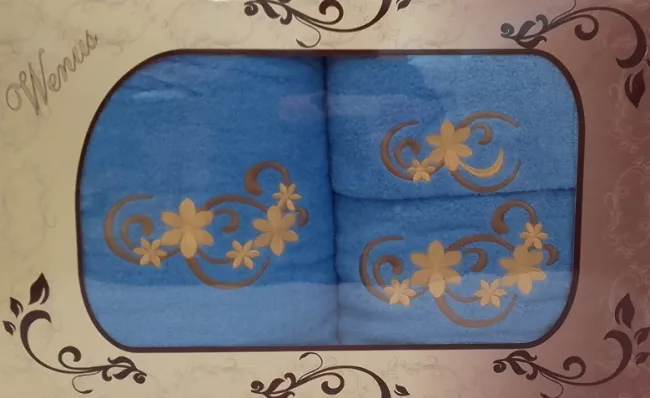 Komplet ręczników Wenus frotte 3 szt. Niebieski Jedynka 9926