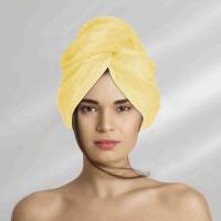 Turban do włosów Velur żółty kąpielowy ręcznik welurowy
