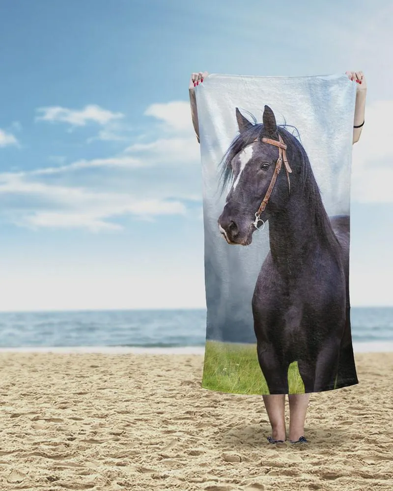 Ręcznik plażowy 70x140 koń brązowy niebieski 54_BT plaża 12