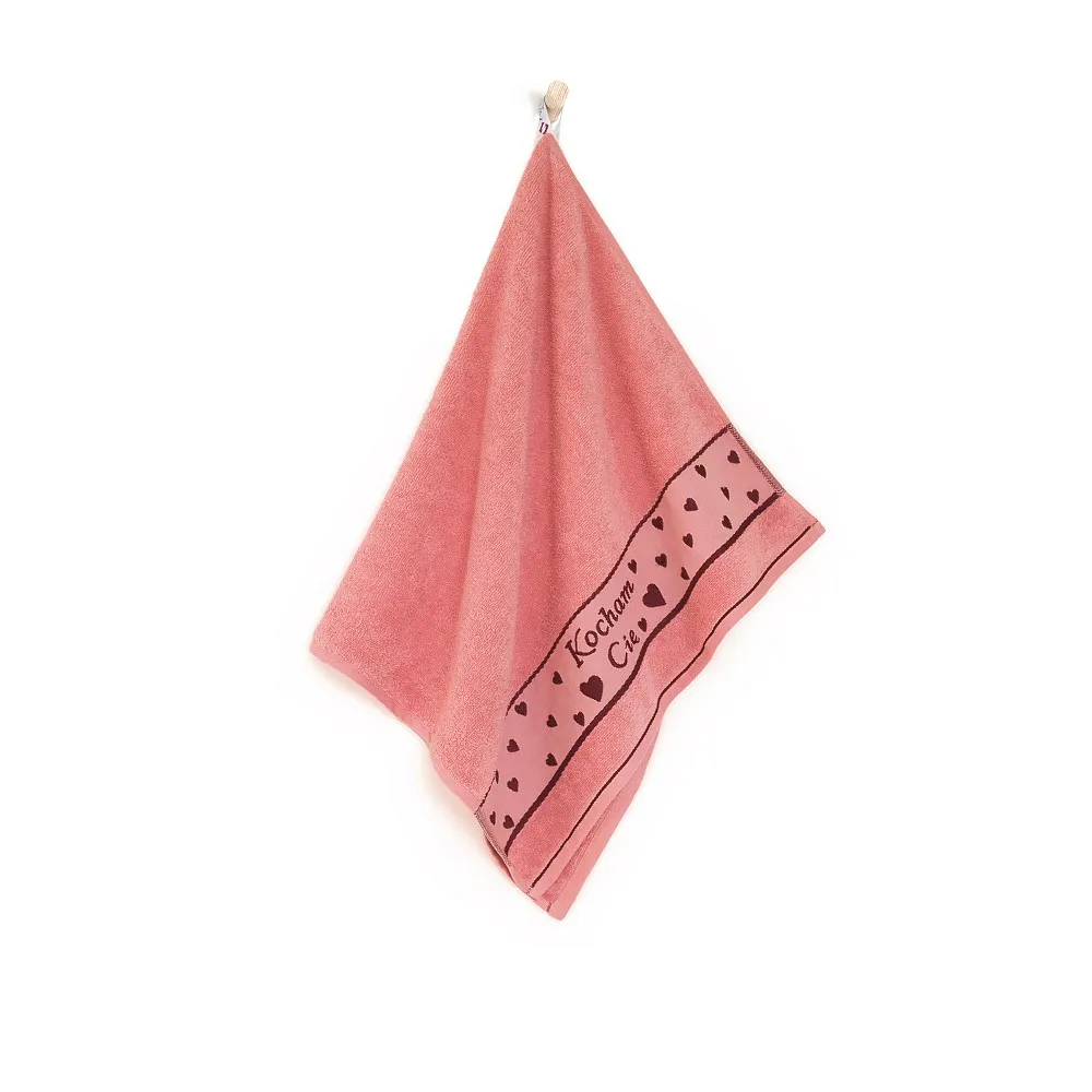 Ręcznik w opakowaniu 50x90 Kocham Cię różowy homar frotte na prezent 8457/5208 Zwoltex