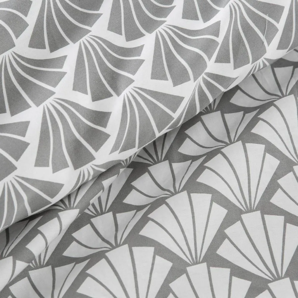 Pościel satynowa 160x200 Rosette geometryczna biała szara dwustronna Eurofirany