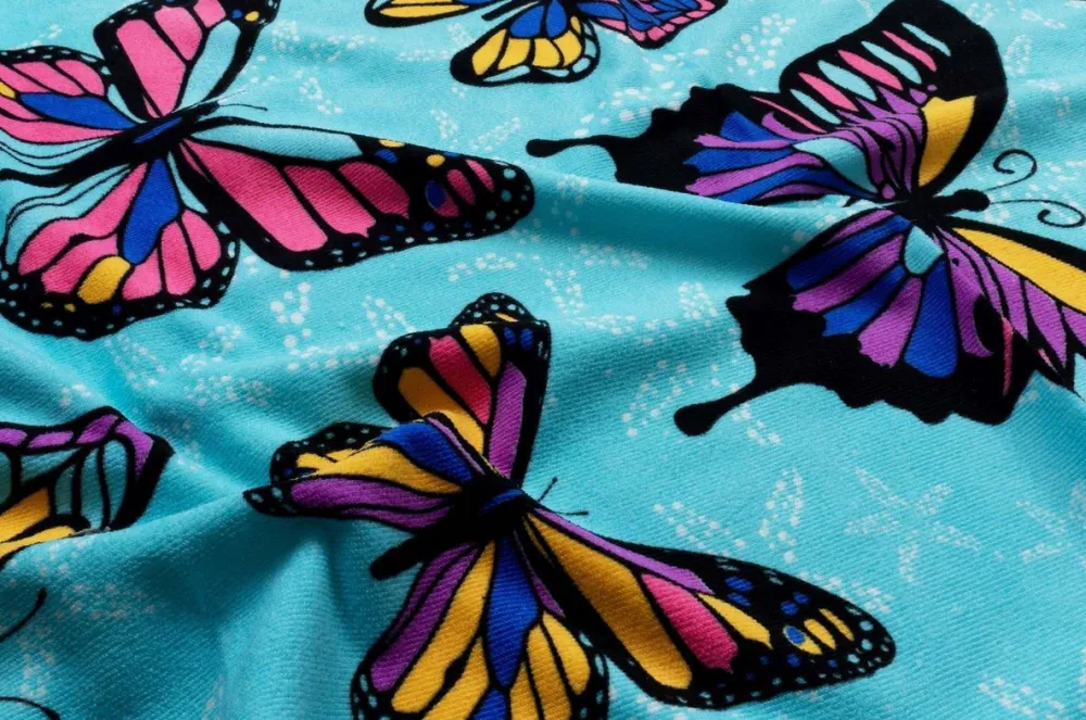 Ręcznik plażowy 72x146 duży Monica 08 Motylki kolorowe mikrofibra 270g/m2 motyl kąpielowy