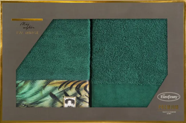 Komplet ręczników w pudełku Collin 2szt 50x90 zielony ciemny 500g/m2 frotte Eva Minge Eurofirany